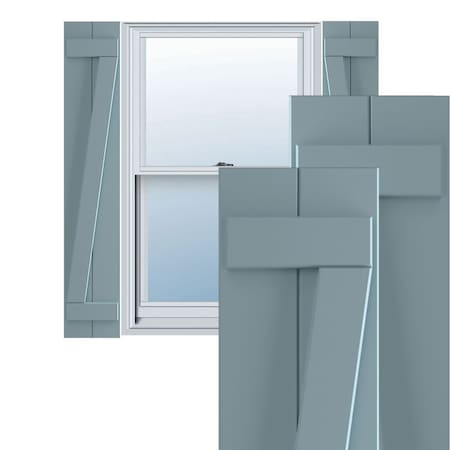 True Fit PVC Two Board Joined Board-n-Batten Shutters W/Z-Bar, Peaceful Blue , 10 3/4W X 49H